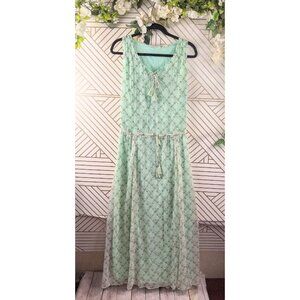 DENIM SUPPLY RALPH LAUREN Women's Silk Maxi Dress Tie Waist Print Pattern SZ M